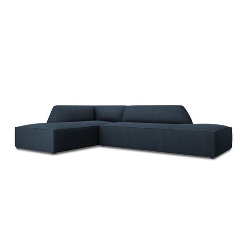 Canap D'angle Gauche 4 Places En Tissu Structurel Bleu Marine