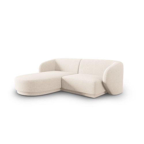 Canap D'angle Gauche Modulable 3 Places En Tissu Chenille Beige Clair
