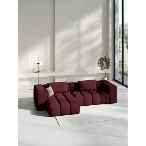 Canap D'angle Gauche Modulable 3 Places En Tissu Structurel Bordeaux