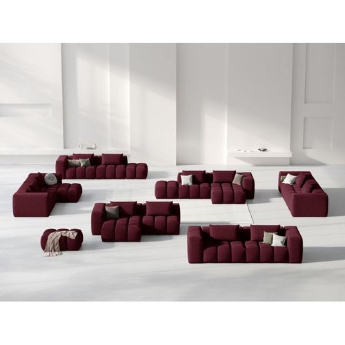 Canap D'angle Gauche Modulable 3 Places En Tissu Structurel Bordeaux