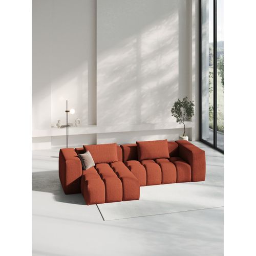 Canap D'angle Gauche Modulable 3 Places En Tissu Structurel Corail