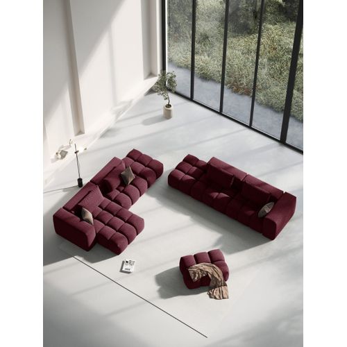 Canap D'angle Gauche Modulable 4 Places En Tissu Structurel Bordeaux