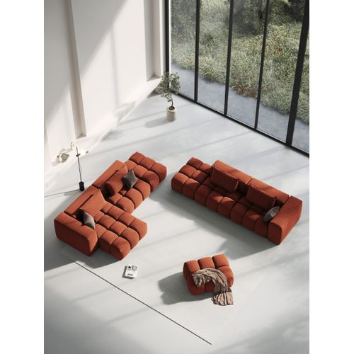 Canap D'angle Gauche Modulable 4 Places En Tissu Structurel Corail
