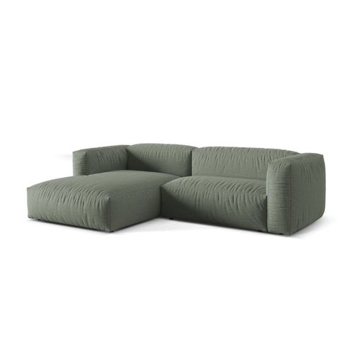 Canap D'angle Gauche Modulaire 2 Places Tissu Structurel Vert Mousse