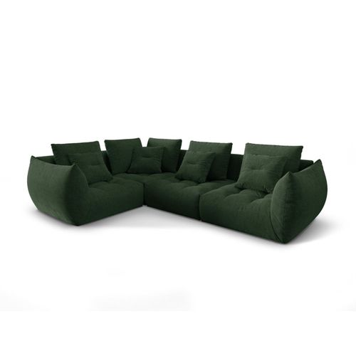 Canap D'angle Gauche Modulaire 3 Places Tissu Structurel Vert Mousse