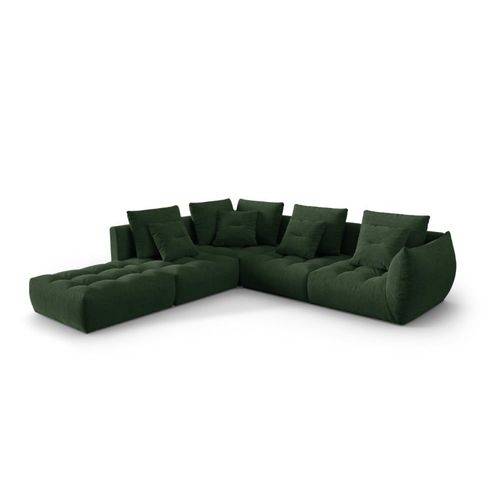 Canap D'angle Gauche Modulaire 4 Places Tissu Structurel Vert Mousse