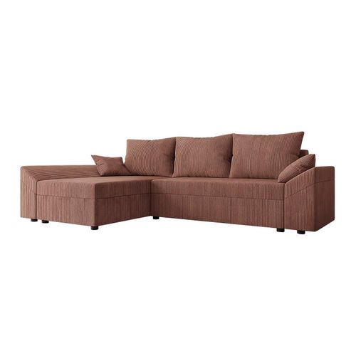Canap D'angle Memphis 104, Rose, Fonction De Couchage, 240x140x82cm