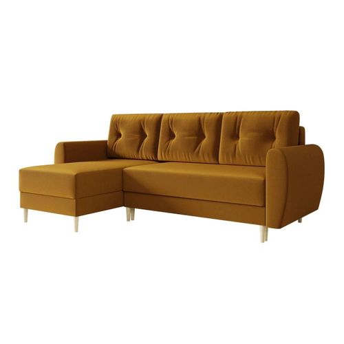 Canap D'angle Memphis 109, Jaune, Fonction De Couchage, 234x139x95cm