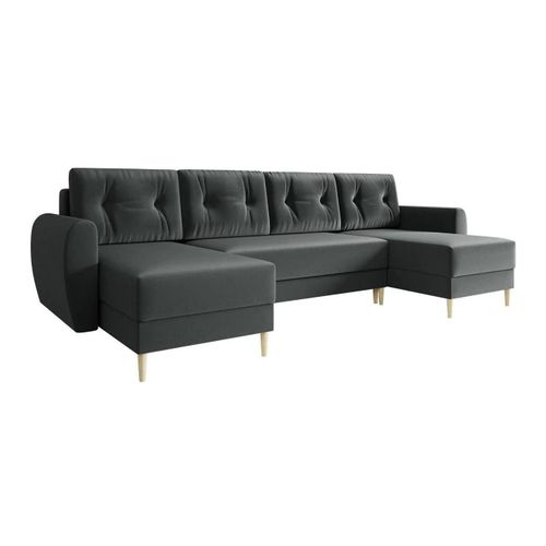 Canap D'angle Memphis 110, Gris, Fonction De Couchage, 307x139x95cm