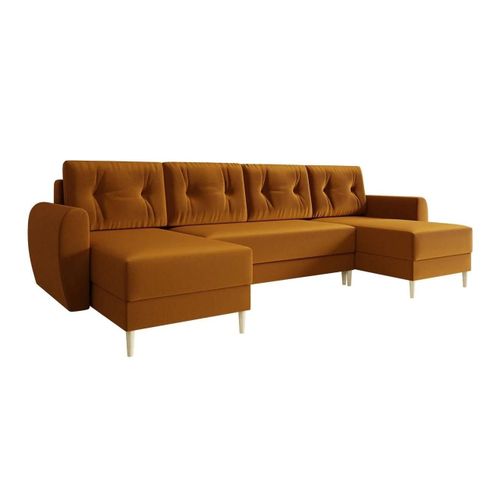 Canap D'angle Memphis 110, Jaune, Fonction De Couchage, 307x139x95cm