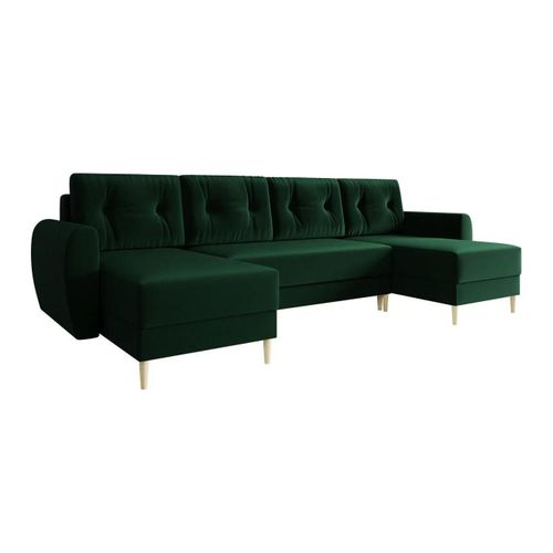 Canap D'angle Memphis 110, Vert, Fonction De Couchage, 307x139x95cm