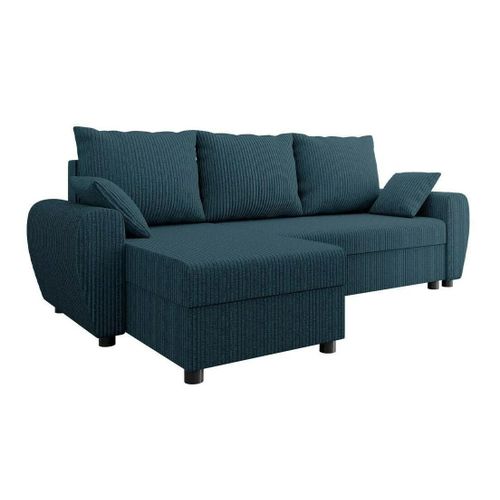 Canap D'angle Memphis 123, Bleu, Fonction De Couchage, 242x139x83cm