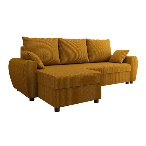 Canap D'angle Memphis 123, Jaune, Fonction De Couchage, 242x139x83cm