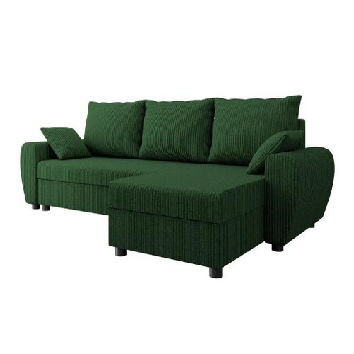 Canap D'angle Memphis 123, Vert, Fonction De Couchage, 242x139x83cm
