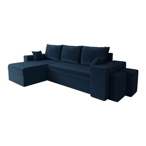 Canap D'angle Memphis 129, Bleu, Fonction De Couchage, 256x139x80cm