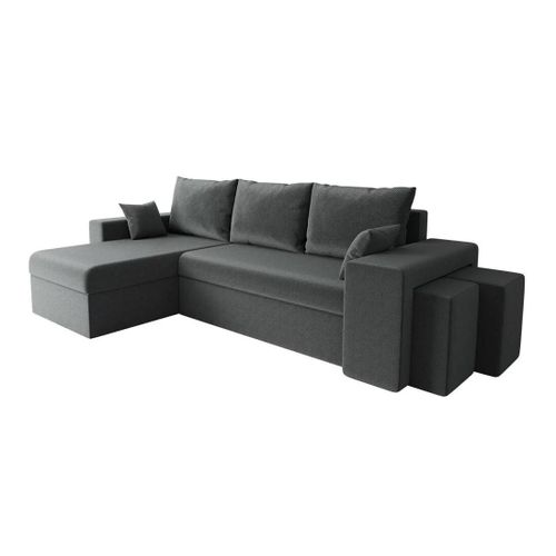 Canap D'angle Memphis 129, Gris, Fonction De Couchage, 256x139x80cm