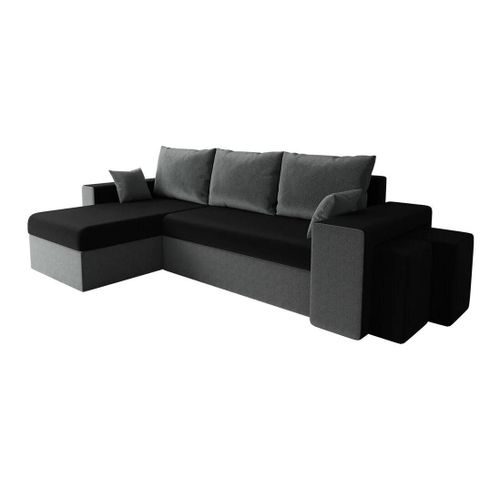 Canap D'angle Memphis 129, Gris, Fonction De Couchage, 256x139x80cm