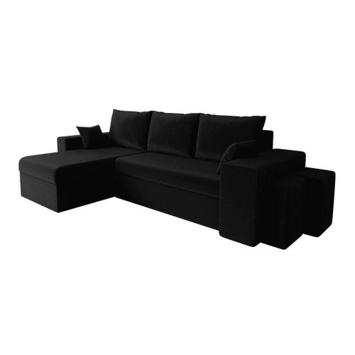 Canap D'angle Memphis 129, Noir, Fonction De Couchage, 256x139x80cm