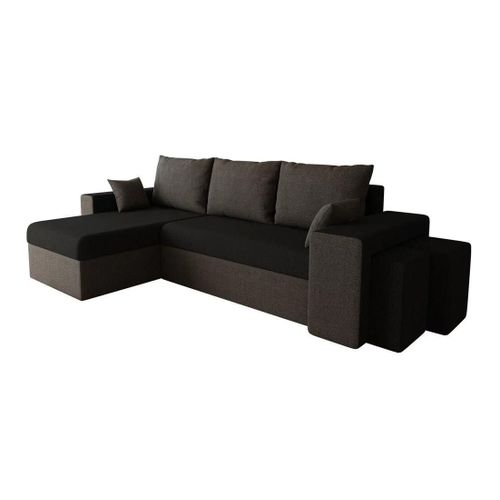 Canap D'angle Memphis 129, Noir, Fonction De Couchage, 256x139x80cm