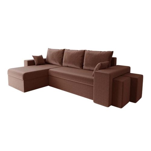 Canap D'angle Memphis 129, Rose, Fonction De Couchage, 256x139x80cm