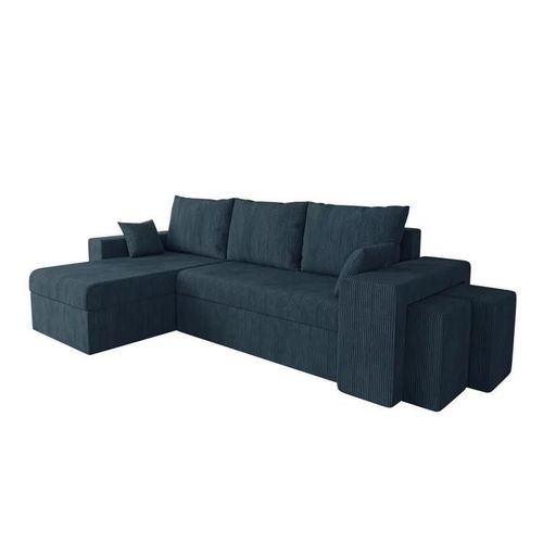 Canap D'angle Memphis 138, Bleu, Fonction De Couchage, 256x139x80cm