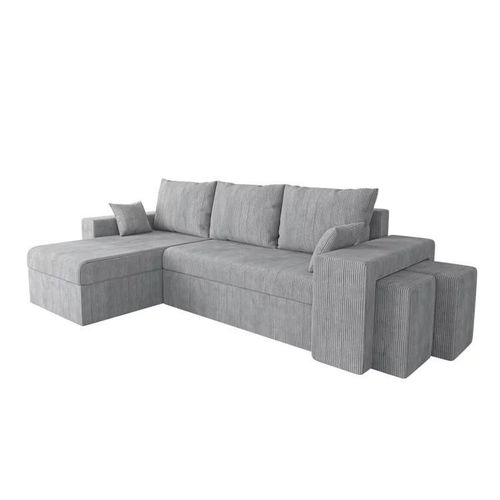 Canap D'angle Memphis 138, Gris, Fonction De Couchage, 256x139x80cm