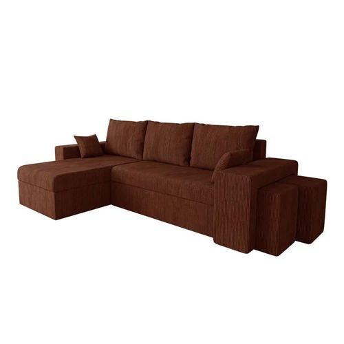 Canap D'angle Memphis 138, Marron, Fonction De Couchage, 256x139x80cm