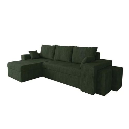 Canap D'angle Memphis 138, Vert, Fonction De Couchage, 256x139x80cm