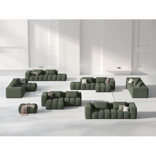 Canap D'angle Modulable 3 Places Tissu Structurel Vert Olive Fonc