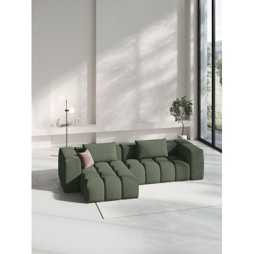 Canap D'angle Modulable 3 Places Tissu Structurel Vert Olive Fonc