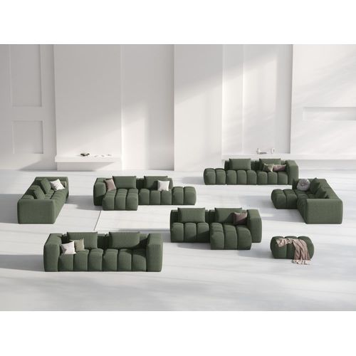 Canap D'angle Modulable 3 Places Tissu Structurel Vert Olive Fonc