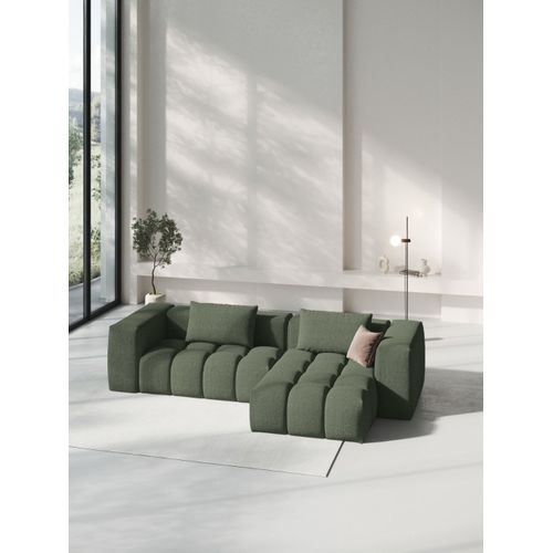 Canap D'angle Modulable 3 Places Tissu Structurel Vert Olive Fonc