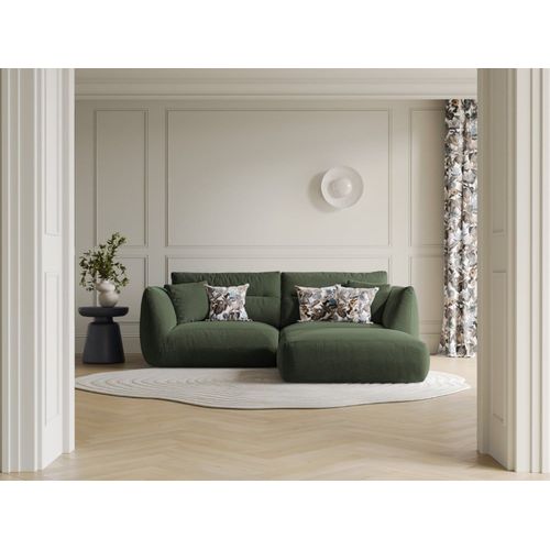 Canap D'angle Modulaire 3 Places Tissu Structurel Vert Mousse