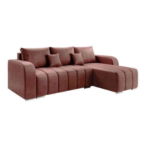 Canap D'angle Muncie 107, Rose, Fonction De Couchage, 244x147x86cm