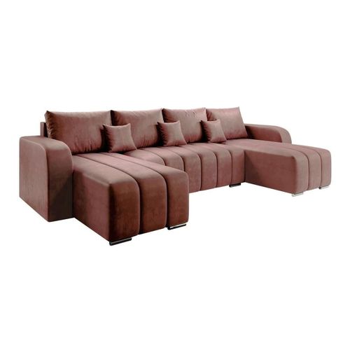 Canap D'angle Muncie 108, Rose, Fonction De Couchage, 313x147x86cm