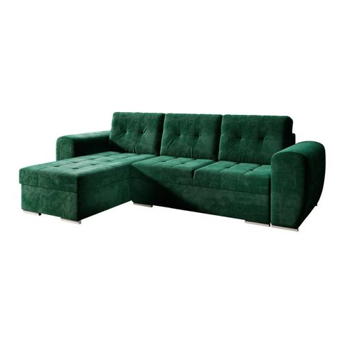 Canap D'angle Muncie 109, Vert, Fonction De Couchage, 256x157x97cm