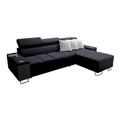 Canap D'angle Pearland 107, Noir, Fonction De Couchage, 272x170x84cm