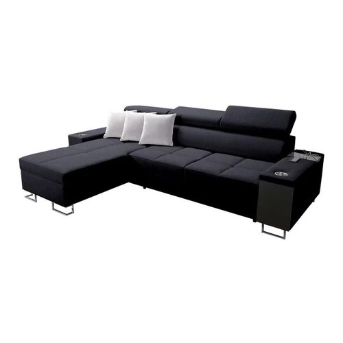 Canap D'angle Pearland 107, Noir, Fonction De Couchage, 272x170x84cm