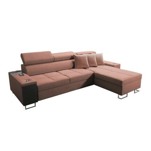 Canap D'angle Pearland 107, Rose, Fonction De Couchage, 272x170x84cm