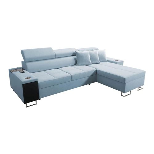 Canap D'angle Pearland 108, Bleu, Fonction De Couchage, 290x183x84cm