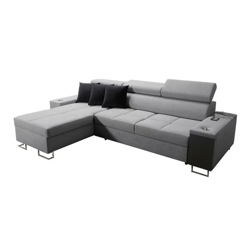 Canap D'angle Pearland 108, Gris, Fonction De Couchage, 290x183x84cm