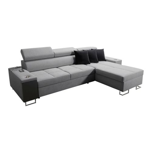 Canap D'angle Pearland 108, Gris, Fonction De Couchage, 290x183x84cm