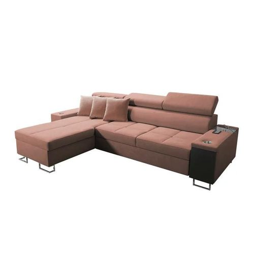 Canap D'angle Pearland 108, Rose, Fonction De Couchage, 290x183x84cm