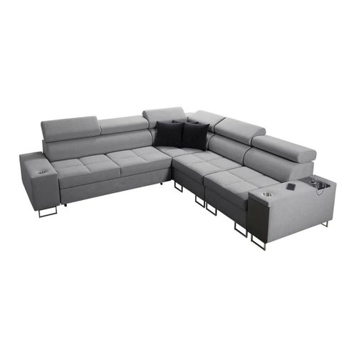 Canap D'angle Pearland 110, Gris, Fonction De Couchage, 284x283x84cm