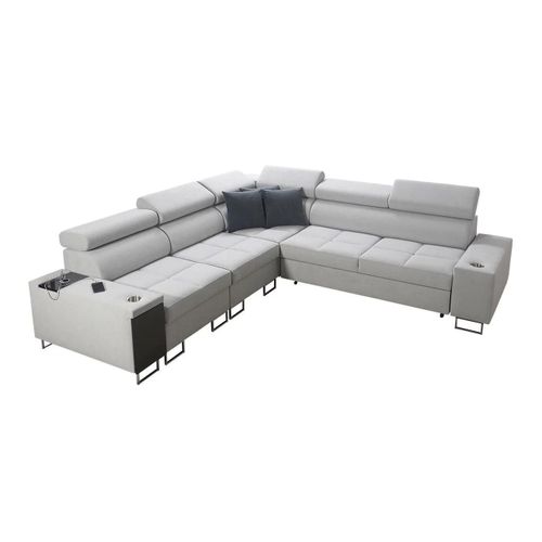 Canap D'angle Pearland 110, Gris, Fonction De Couchage, 284x283x84cm
