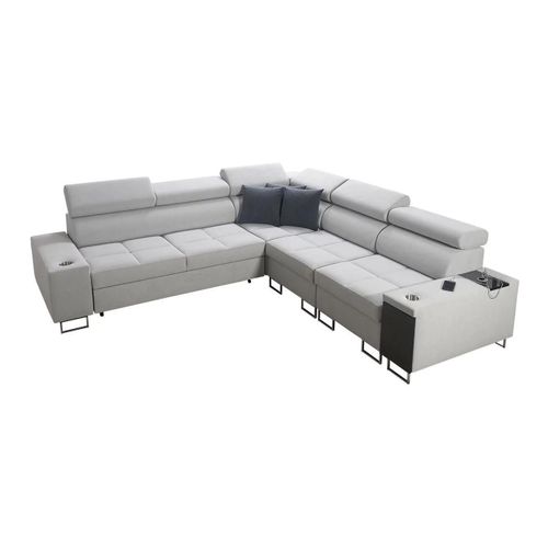 Canap D'angle Pearland 110, Gris, Fonction De Couchage, 284x283x84cm