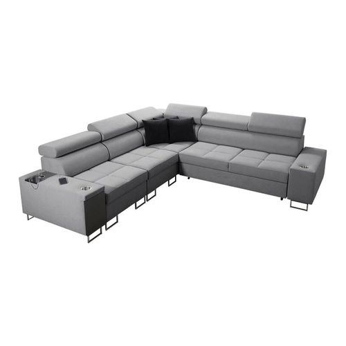 Canap D'angle Pearland 110, Gris, Fonction De Couchage, 284x283x84cm