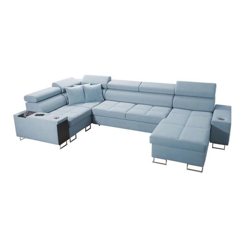 Canap D'angle Pearland 111, Bleu, Fonction De Couchage, 340x207x84cm