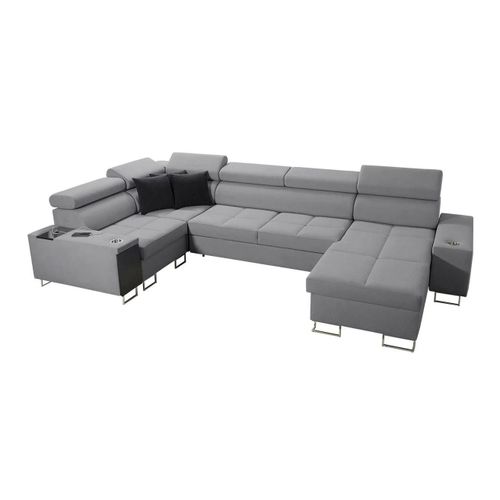 Canap D'angle Pearland 111, Gris, Fonction De Couchage, 340x207x84cm