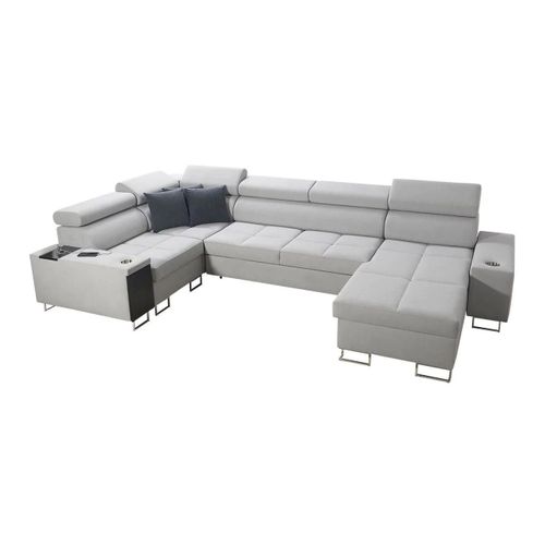 Canap D'angle Pearland 111, Gris, Fonction De Couchage, 340x207x84cm